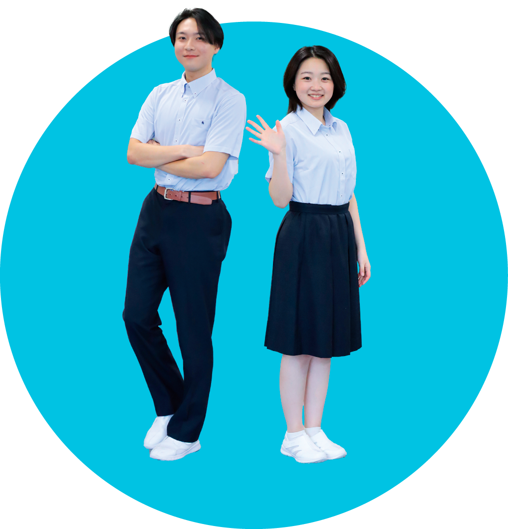 春・夏の制服を着た男女の学生